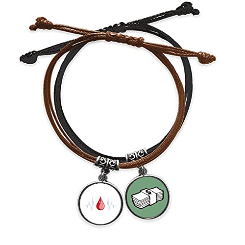 Pulsera de cuero genuino hecha a mano con grabado de electrocardiograma