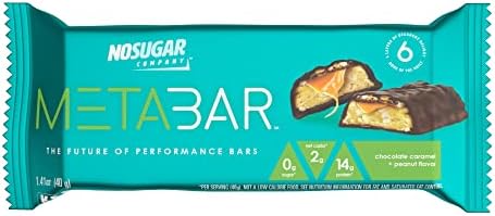 *NEW* No Sugar META BAR - High Protein Energy Bars, 0g Sugar, 14g Protein, Low Net Carb, Chocolate Caramel & Peanut - Grab & Go Protein Snack Bars with Six Layers of Decedent Delight - Gluten Free, Keto Friendly (Chocolate Caramel & Peanut, 12 Bars)