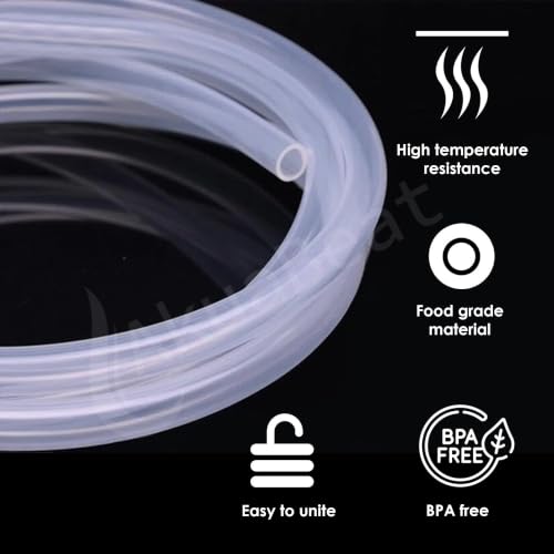Image of Food Grade Silicone Flexible Tube Pipe 1.5 meter (5 ft) Compatible for Kent Grand Plus RO+UV+UF Water Purifier Semi transparent with stopper, UV resistant