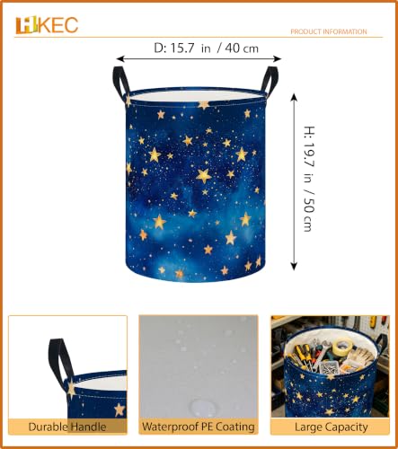 Image of 19.7 inch Laundry Basket,Dirty Clothes Hamper,Waterproof Storage Bin,Room Decor,Gift Baskets(Sky)