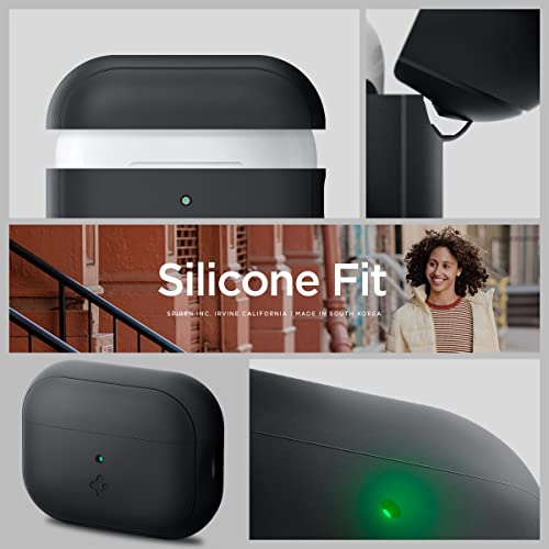 Spigen Silicone Fit Case Compatible with AirPods Pro 2 (2023/2022) - Black, Black Case & Wrist Strap in Black - Image 2