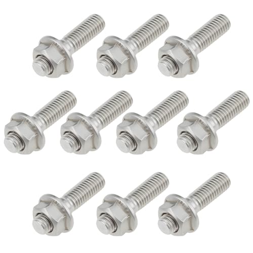 Briny River Lot de 10 Goujons D'échappement M8x1,25 pour Moto écrous à Bride en Acier Inoxydable Compatible avec Yamaha RD200 RD400 Et YZ250