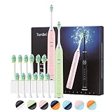 7AM2M Electric Toothbrush 2 Pack Set for Kids and Adults, 12 Brush Heads,5 Adjustable Modes, Built-i