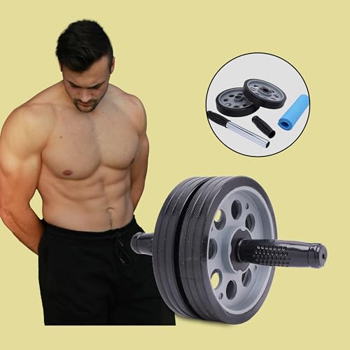 Image of Instafit AB Roller Wheel for Men and Women for Abdominal Exercise Core Workouts with Knee Mat (Multicolor) (Grey)