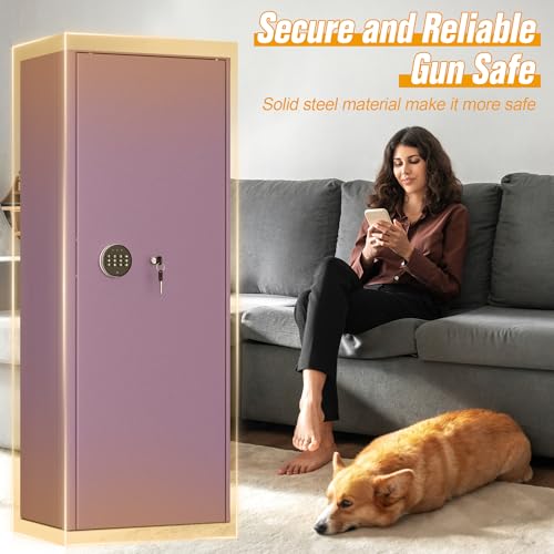 Image of Bonusall 12-15 Purple Gun Safe for Rifles,Fireproof Gun Safe for Rifles and Pistols,Rifle Safes for Home with Digital Keypad,Adjustable Shelves & Handgun Pockets