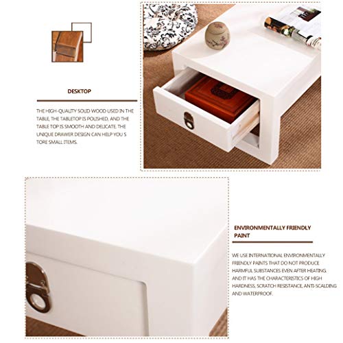 Table basse de salon blanche multifonctionnelle en bois avec tiroirs