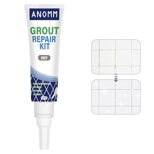 ANOMM Tegelvoeg Reparatieset, 300 ML Witte Voeg voor Tegels, Snel Drogende Vuller Het Herstellen en Vernieuwen van Tegelvoegen, Voegmiddel Sealer voor Keuken, Badkamer, Muurlijnen, Grijs