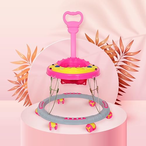 Image of Presents Baby Walker for 6-18 Month Baby boy with Music and Detachable Parental Push Handle for Unisex Kids (Pink)