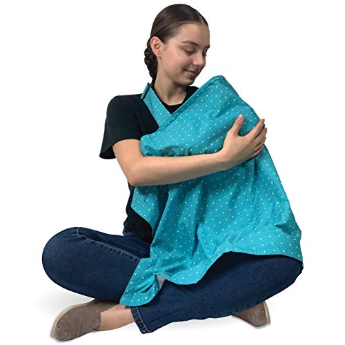Nursing Cover Breastfeeding Scarf - Baby Multi Use Cover | Lightweight Apron Privacy Feeding in Public | Wide Coverage Car Seat Canopy | Breathable Cotton Plus Size Breast Feed Poncho (Green)