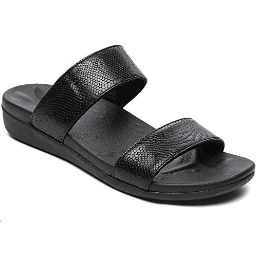Orthotic Slides for Women, Best Plantar Fasciitis Supportive Sandals for Flat Feet, Comfortable Women s Walking Slide Sandals for Outdoors black size 10