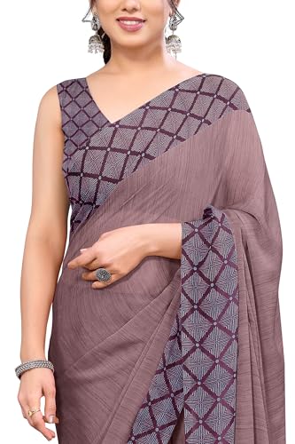 Image of MIRCHI FASHION Women Saree Ethnic Motif Print Chiffon | Breathable Lightweight Plain Weave Sari for Office and Daily Use (Available in 20 Designs)