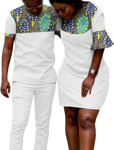 Tenues de Couple Dashiki : Costume Homme et Robe Femme Coupe Slim