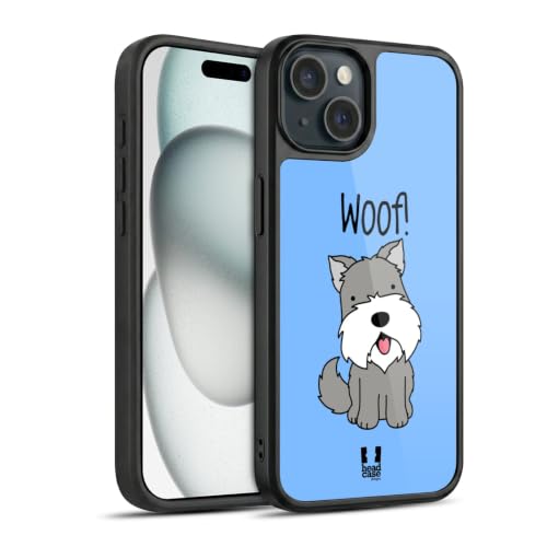 Coque anti-choc militaire iPhone 15 motif Schnauzer antichoc