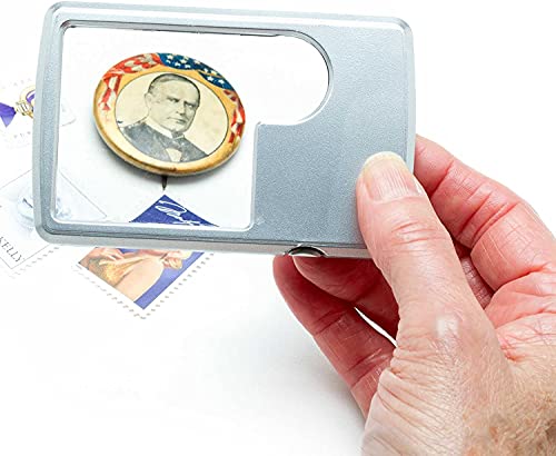 Image of Othmro 1Pcs 4B-3 Silver Tone Square Double Mglass LED Illuminated Magnifying Glass Magnifier 3X /6X