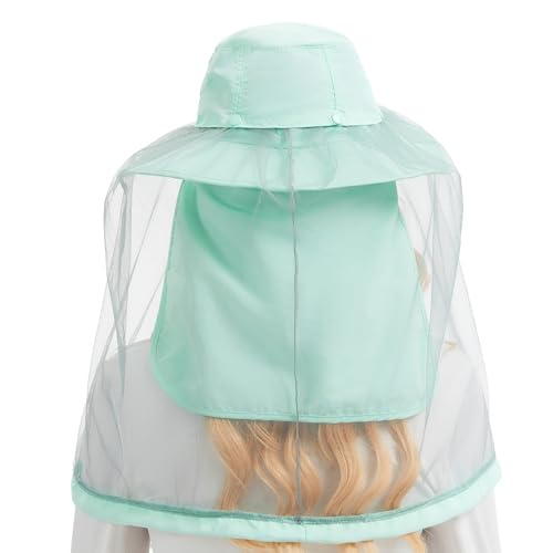 Image of BASSDASH UPF 50+ Mosquito Sun Hat with Hidden Head Net and Neck Flap for Men Women Outdoor Fishing Hiking Camping