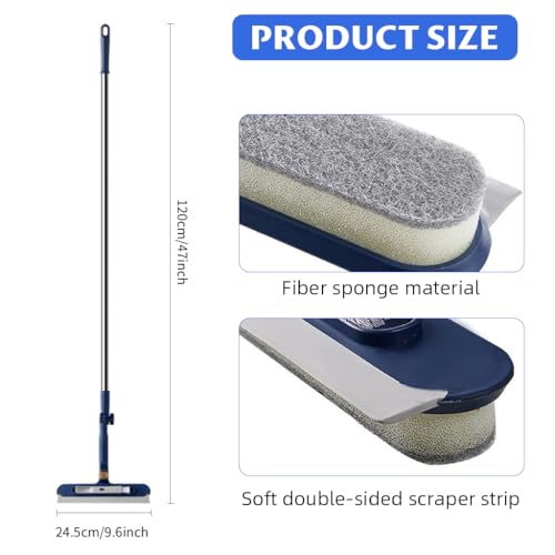 Image of HASTHIP 47 Inch Window Cleaning Tool with Scraper & Microfiber Head, 2-in-1 Glass Cleaner Squeegee for Home, Car & High Windows, 180 Degree Rotatable Head, Streak-Free Multifunctional Window Wiper