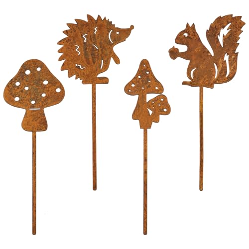 BOFUNX 4pcs Rost Gartenstecker Herbst Gartendeko Roststecker Metall...