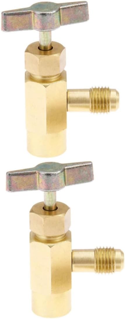 2pcs Brass 1/2 Threaded Valve Conditioner Refill Dispensing Tap Adapter for Automotive Bottles and Refrigerants, Convenient and Quick Bottle Opener for Refill Requirements