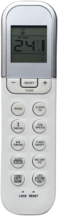 Front view of the JOLGRDWS universal air conditioner remote control, showing all buttons and the LCD screen.