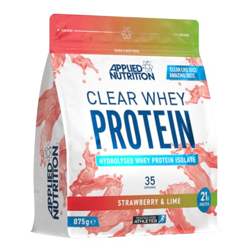 Applied Nutrition Clear Whey Protein Isolate | 21g Protein 5g BCAAs | Low Carb & Low Sugar Vegan Friendly Whey Protein - Strawberry and Lime - 875g