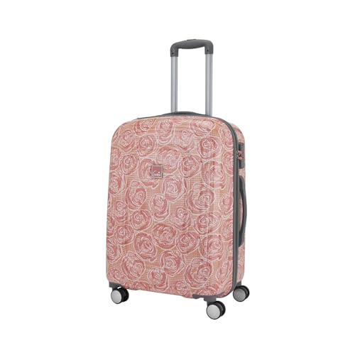 Image of Genie Rose 55cm Trolley Bag,Hard Side 8 Wheel Cabin Luggage- Pink, Printed, Travel Bag for Women