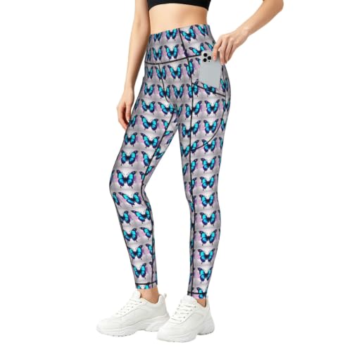 Pantalones de yoga para mujer transpirables con un llamativo estampado de mariposas