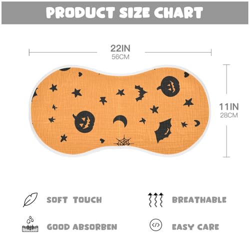 4 Pack Baby Burp Cloths, Soft Absorbent Burping Cloths for Babies, Cotton Milk Spit Up Rags, Large Size for Newborns, Baby Boys and Girls (Halloween Themed)4