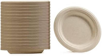 125 Count, Green Wave 100% Compostable plates | paper plates |eco-friendly plates | Bagasse plates | disposable plates | biodegradable plates | 7 inches round plates, made of Sugarcane fiber. OV-P007