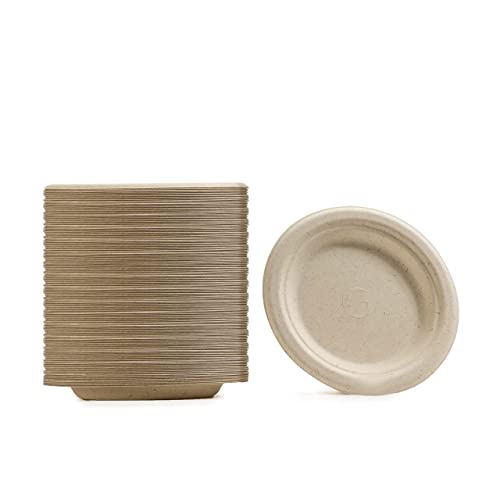 125 Count, Green Wave 100% Compostable Plates | Paper Plates |Eco-Friendly Plates | Bagasse Plates | Disposable Plates | Biodegradable Plates | 7 Inches Round Plates, Made Of Sugarcane Fiber. Ov-P007 #TOP2