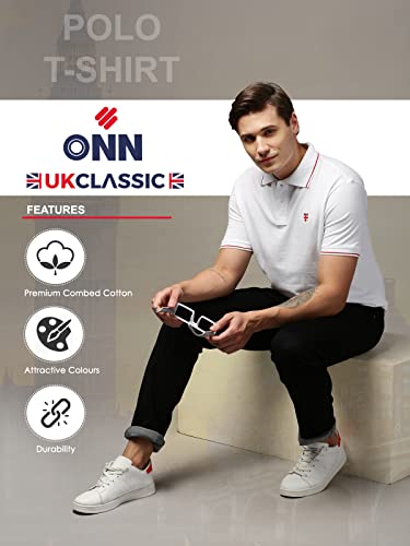 Image of ONN UK Classic Men's Premium Combed Cotton Polo Collar Half Sleeves Solid T-Shirt |