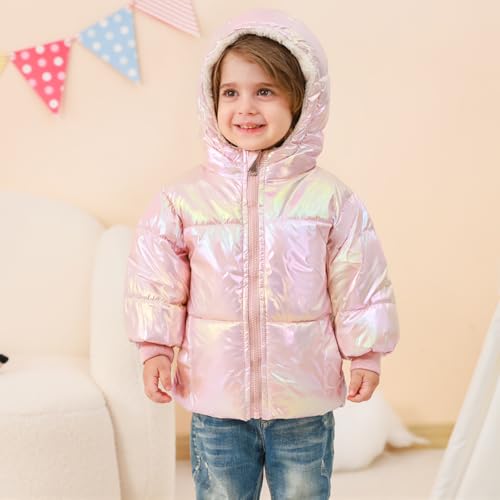 UNICOMIDEA Baby Girl Winter Coat Laser Toddler Jackets Warm Down Outerwear with Hooded for 12M-5T2
