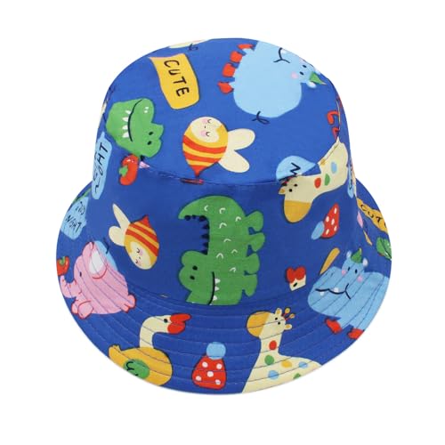Image of VRITRAZ Unisex Kids Printed Bucket Hat | UV Protection Sun Hat with Adjustable Chin Strap & Summer Beach Travel Outdoor Cap for Toddlers & Children (4-12 Years)