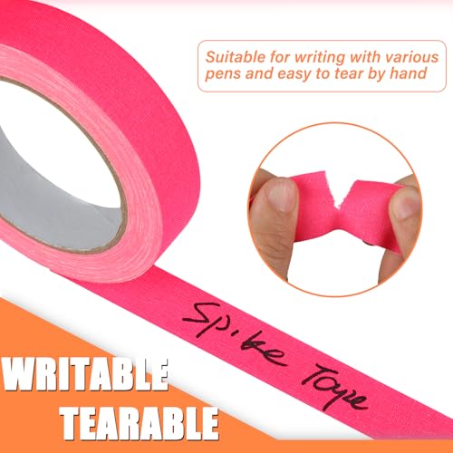 Image of GEYYANG Spike Tape, 1 inch x 20 Yards Pink Fluorescent Gaffers Tape, Black Light UV Reactive, Multipurpose Fluorescent for Stage Marking, Party and Art Crafts