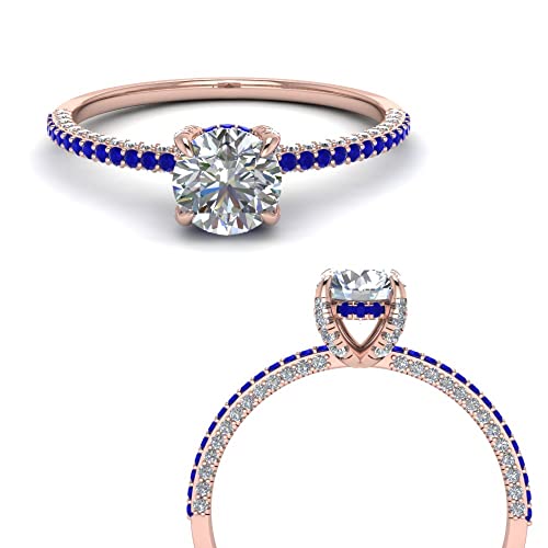 Image of Choose Your Gemstone Delicate Hidden Halo Diamond CZ Ring Yellow Gold Plated Round Shape Petite Engagement Rings Minimal Modern Design Birthday Gift Wedding Gift US Size 4 to 12