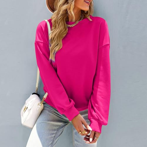 Image of Women Crew Neck Sweatshirts Fall Casual Oversized Sweat Shirts Long Sleeve Cute Preppy Sweatshirt Comfort Pullover