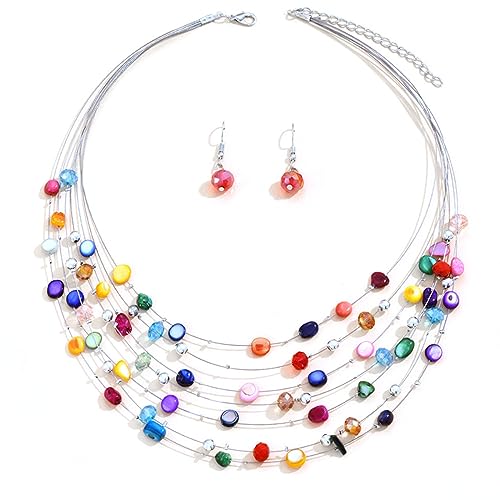 TOFBS Ensembles de Bijoux Collier de Perles en Coquillage de Chaîne en Couches Bohème et Boucles...