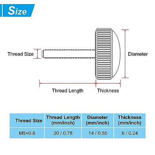 PATIKIL M5x20mm Knurled Thumb Screws - Image 2
