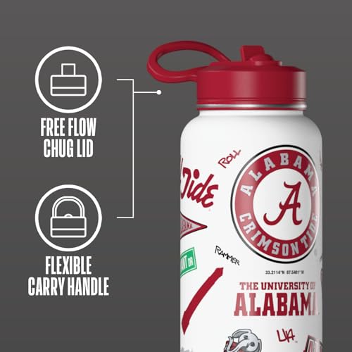 Hydrapeak Officially Licensed Alabama Tides 32 oz Active Water Bottle with Straw Lid Reusable Stainless Steel Double Wall Insulated Sports Gift - Image 4