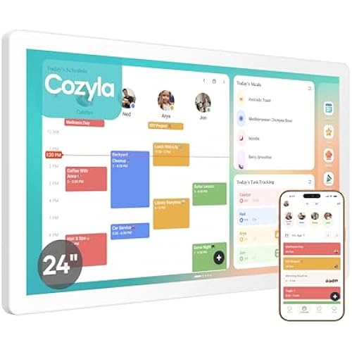 Cozyla Mate Calendar+ 2: 24" Digital Calendar Wall Touch Screen Chore Chart Customizable Dashboard Smart Electronic Display for Family Schedules Meal Plan All App Support Wall Mount Planner for 2026