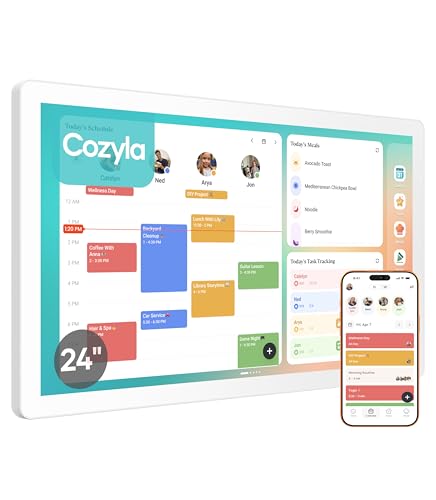 Cozyla Mate Calendar+ 2: 24" Digital Calendar Wall Touch Screen Chore Chart Customizable Dashboard Smart Electronic Display for Family Schedules Meal Plan All App Support Wall Mount Planner for 2026