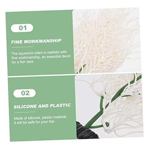 Balacoo 2Pcs Simulation Hornwort Coral Decor White Decorations Faux Plant Plants For Aquarium White Ornament Fish Tank Artificial Flower Simulated Aquarium Plant Fish Tank Decor White Fan #TOP7