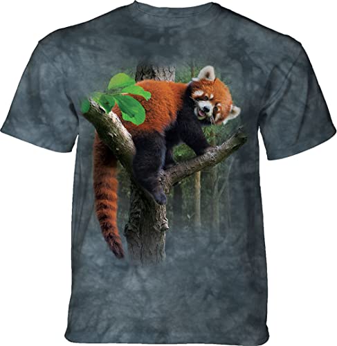 The Mountain Red Panda Tree Adult T-Shirt, Blue, Large