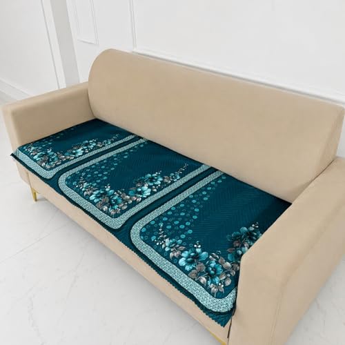 Image of Homerz 'Brooklyn Series' Premium Sofa Cover | Quilted Floral Design | Non-Slip Washable Sofa Protector | Soft Anti Slip Fabric (Teal, 5 (3+2) Seater, Only Seat Cover)