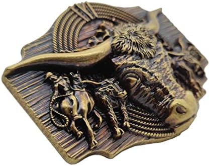 Xwest Longhorn Bull Cowboy Western Belt Buckle Brass