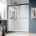 SUNNY SHOWER Double Sliding Glass Door 60" W x 72" H Shower Door 1/4" Tempered Glass Sliding Door Semi-Frameless Shower Glass Enclosure Bypass Walk in Shower Cabin, Matte Black