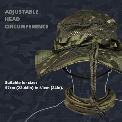 CAMOTER Chapéu de sol camuflado Boonie com máscara facial proteção UV chapéu de pesca chapéu balde p