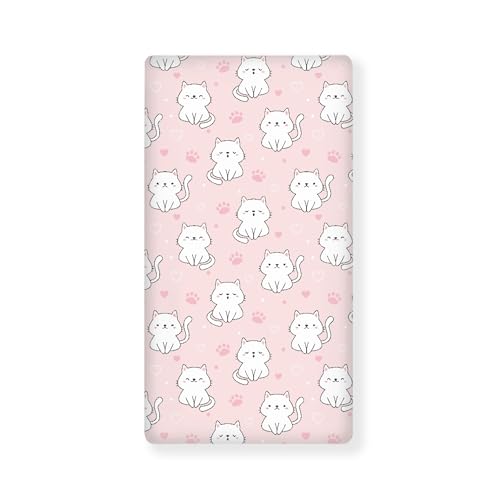 Streeyiu Cats Baby Crib Sheets for Boys Girls Pink Fitted Crib Sheet for Standard Crib and Toddler Mattress Cute Animal Baby Mattress Sheets Toddler Bed Sheet 52x28x8 in