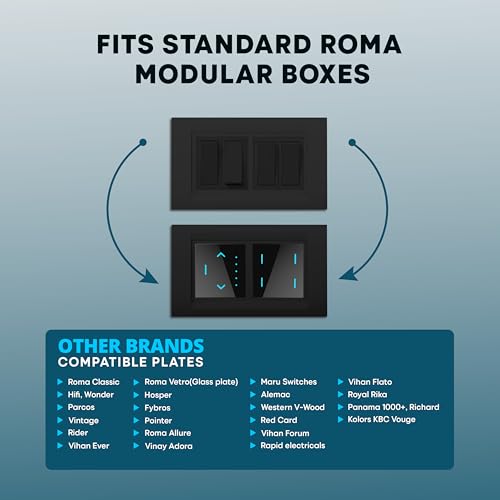 Image of HomeMate Basics Non-Smart 4 Gang Touch Switch | On /Off Touch Control | No App Required | Elegant Touch Switches for Home and Office - Black