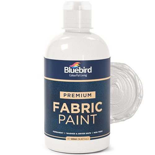 Image of BLUEBIRD Fabric Paint, Brilliant Silver, 16.9 Fl Oz, Permanent Fabric Paints for Clothes, Furniture Upholstery