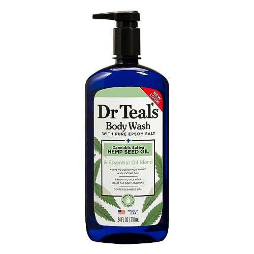 Dr Teal's Body Wash with Pure Epsom Salt, Cannabis Sativa Hemp Seed Oil | Shower Gel 710ml